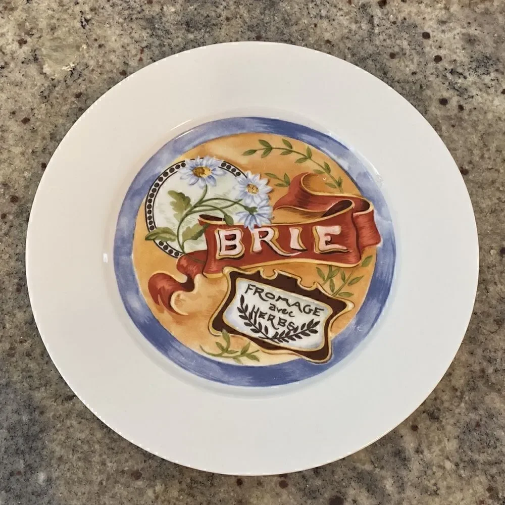 Restoration Hardware Set of 4 Cheese Themed Appetizer Plates